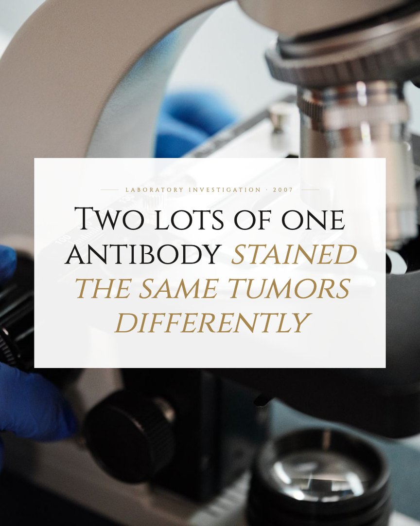 Crescent Discovery Series cover: Two lots of one antibody stained the same tumors differently