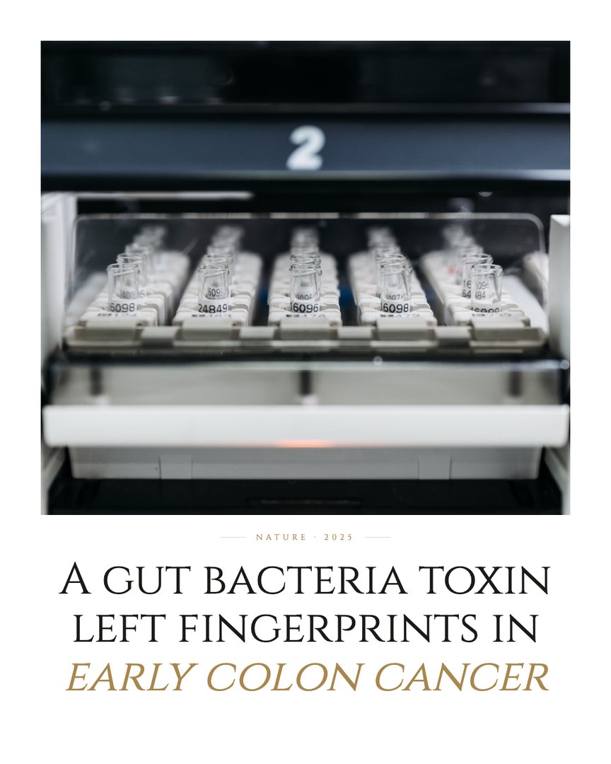 Crescent Discovery Series cover: A gut bacteria toxin left fingerprints in early colon cancer