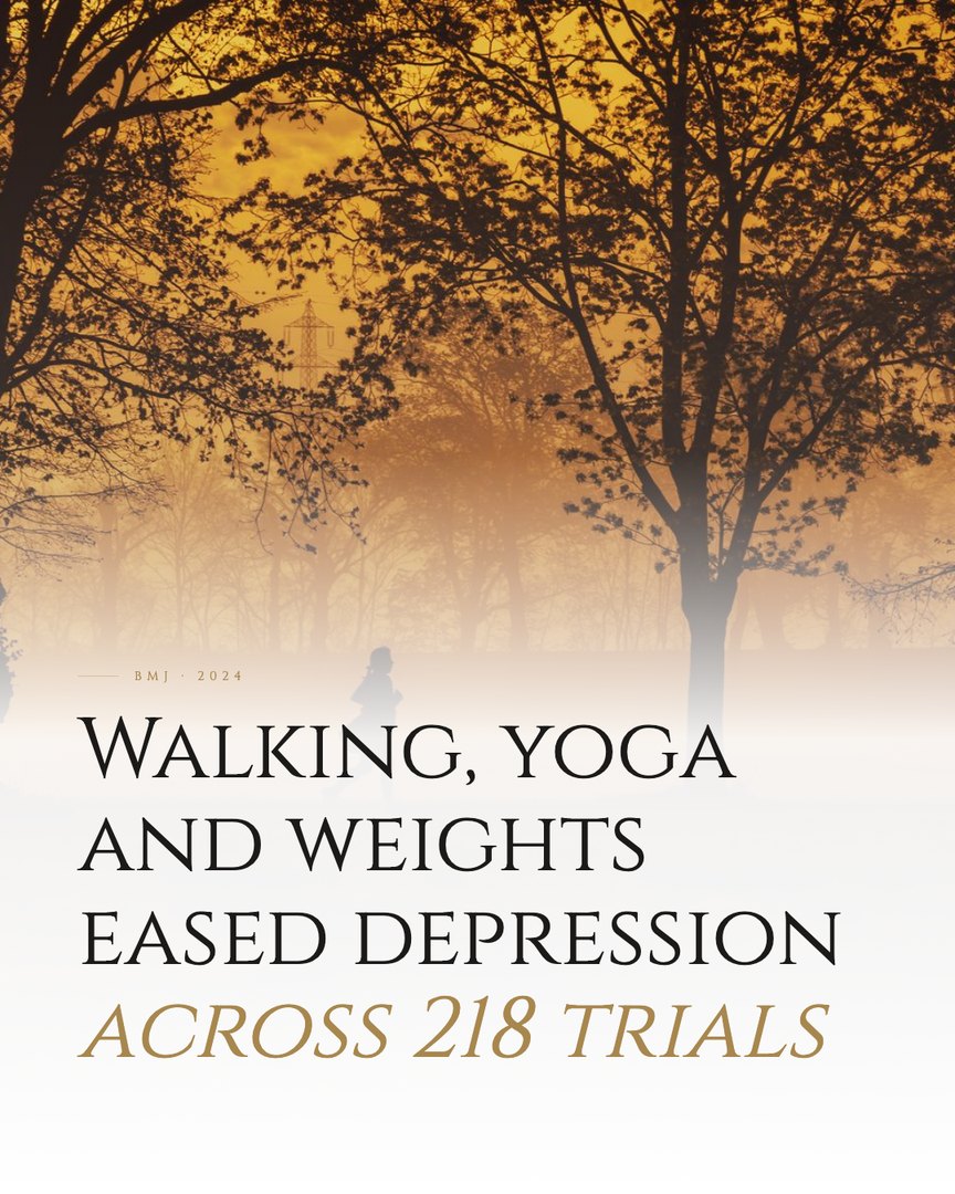 Crescent Discovery Series cover: Walking, yoga and weights eased depression across 218 trials