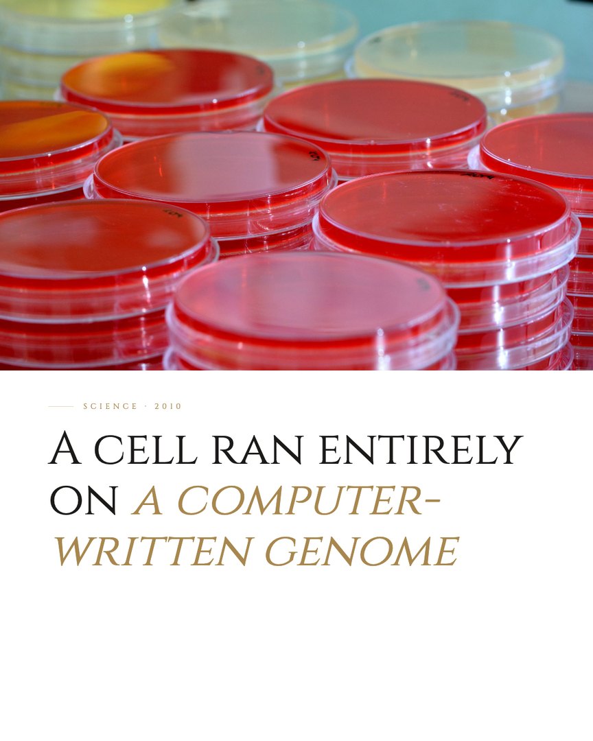 Crescent Discovery Series cover: A cell ran entirely on a computer-written genome
